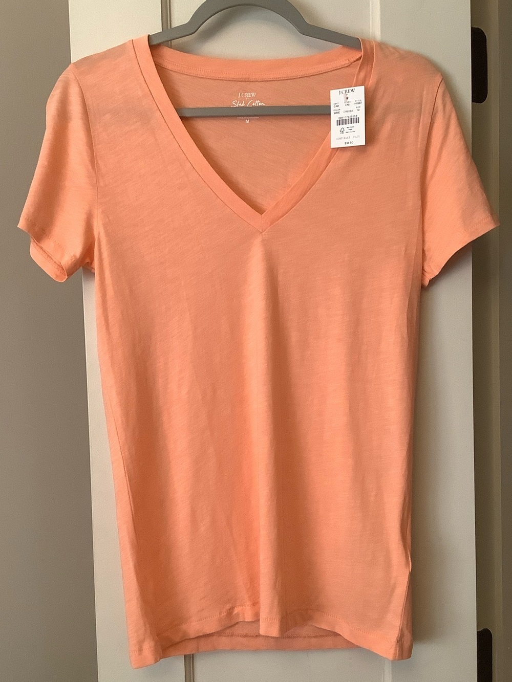 J. Crew Short Sleeve V-Neck Tee in Peachy Coral